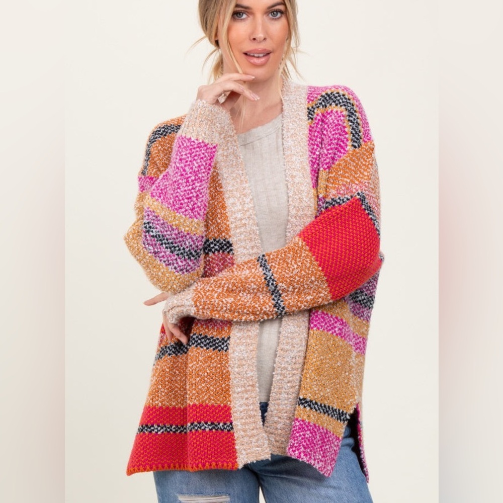 Women’s NWOT &Merci Colorful Stripe Sweater NWOT Size Medium Oversized Winter